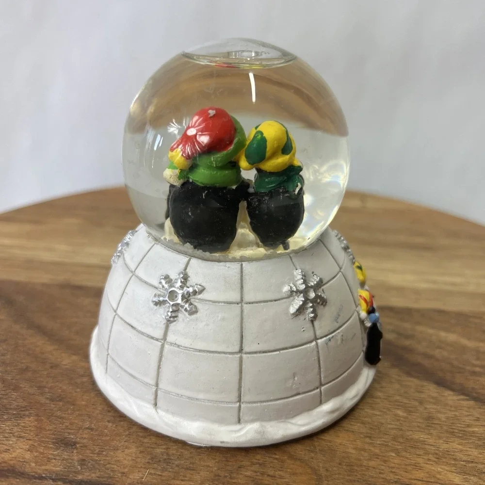 Vintage Debra Jordan Bryan Penguins And Igloo Snow Globe 3.5